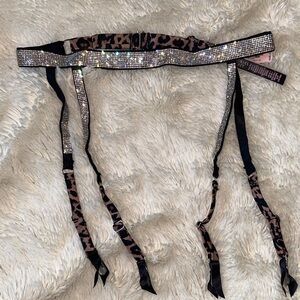 Victoria's Secret Leopard and Rhinestone Garter Belt